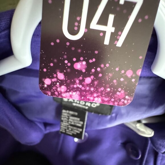 SANDRO Paris Peacoat Jacket Womens Double Breasted Purple L Butterfly Collar - Picture 7 of 7